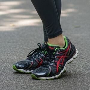 ASICS GEL Kayano 19 Women's Black w/Green & Pink Running Sneakers - Size: 10